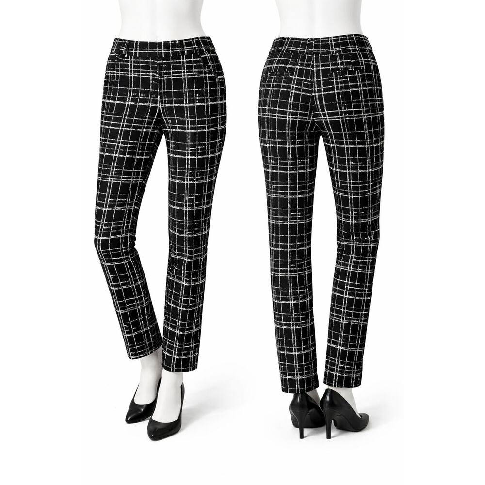 Chico’s brigette Black White Windowpane Plaid Pants Women’s 2.5 M Slim Ankle